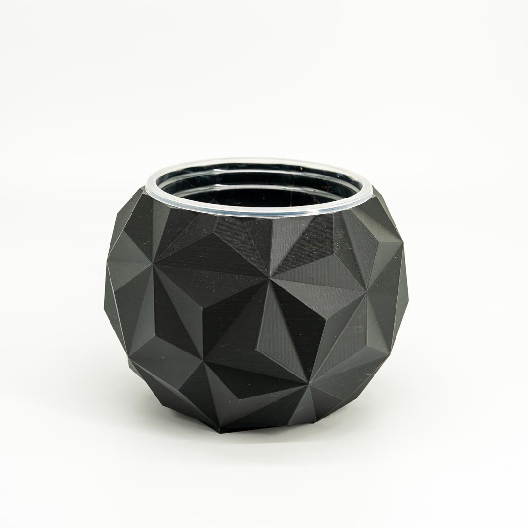 4in Geodesic Self-Watering Pot in Black - Miyagi's Garden