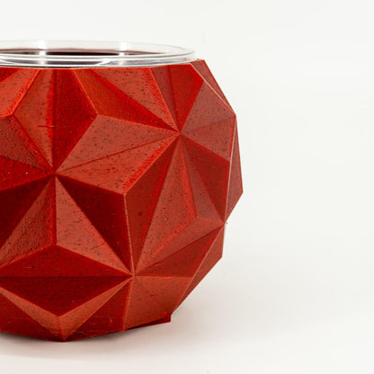 Close up of 4in Geodesic Self-Watering Pot in Brick Marble - Miyagi's Garden