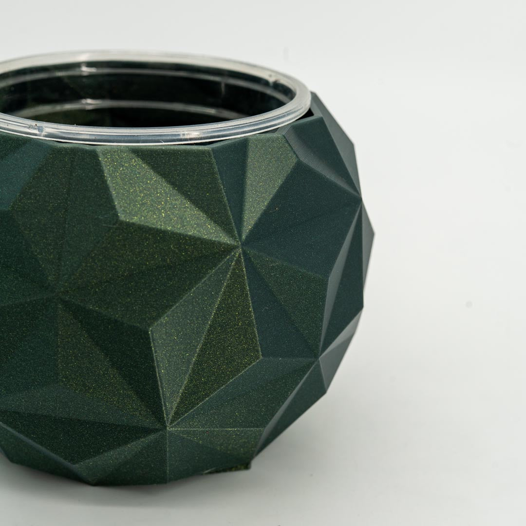 Close up of 4in Geodesic Self-Watering Pot in Galaxy Green - Miyagi's Garden