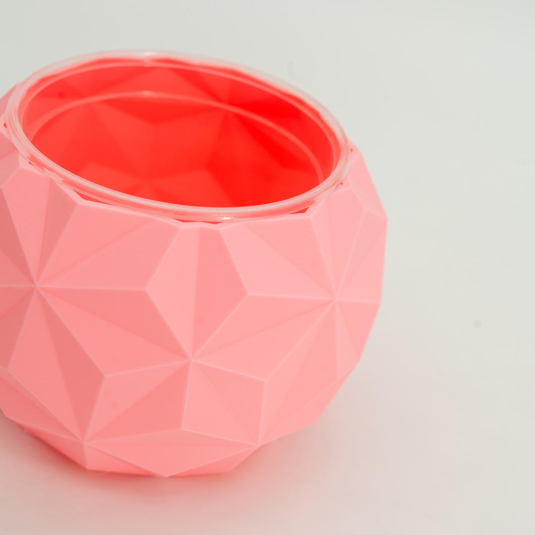 Close up of 4in Geodesic Self-Watering Pot in Sakura Pink - Miyagi's Garden