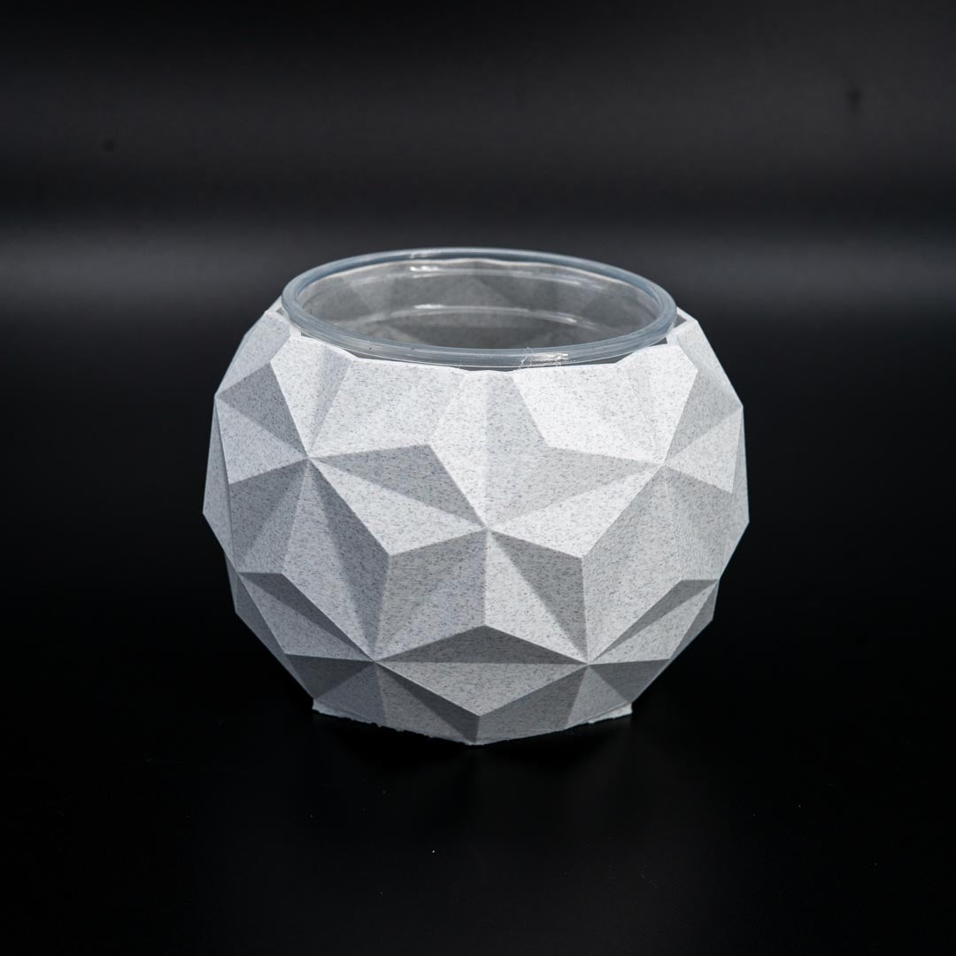 4in Geodesic Self-Watering Pot in shadow storm Marble - Miyagi's Garden