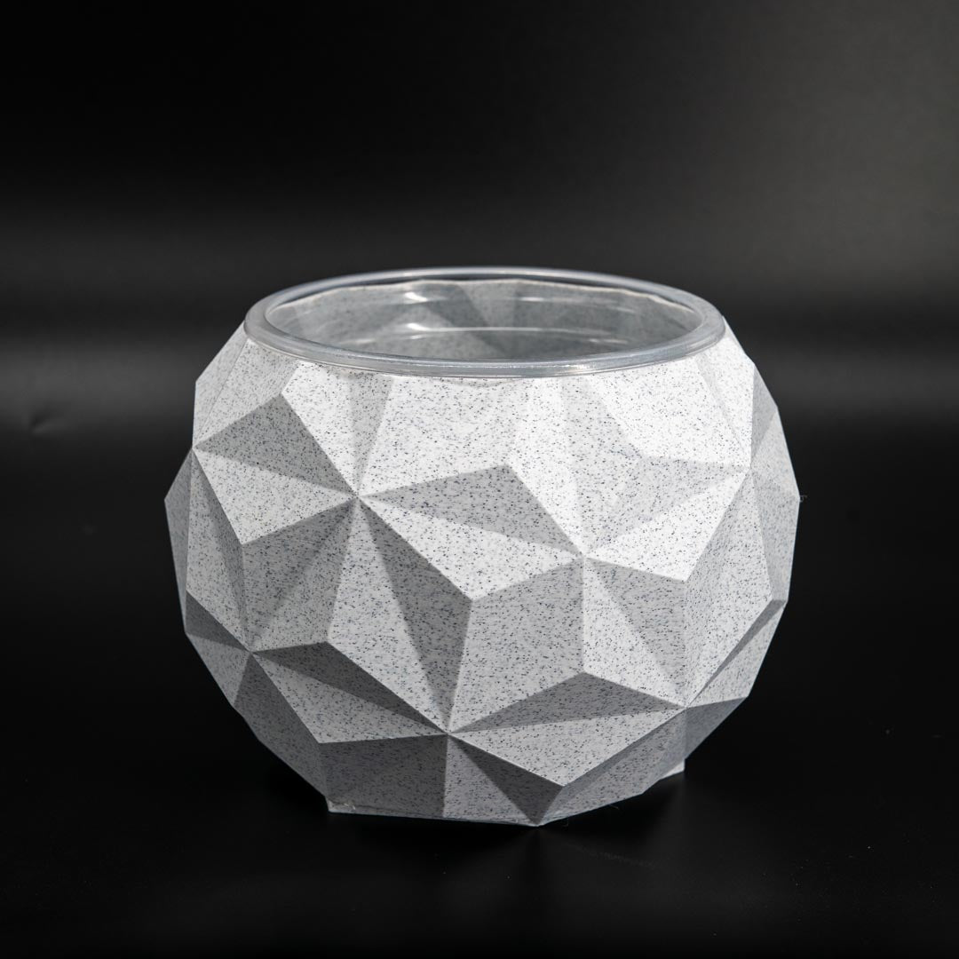 5in Geodesic Self-Watering Pot in Oreo Marble - Miyagi's Garden