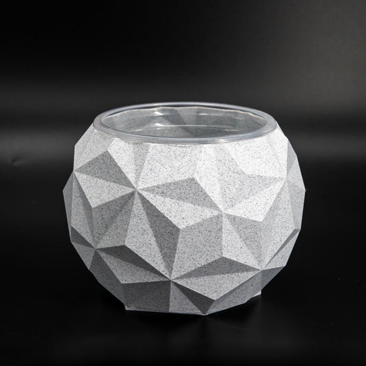5in Geodesic Self-Watering Pot in Oreo Marble - Miyagi's Garden
