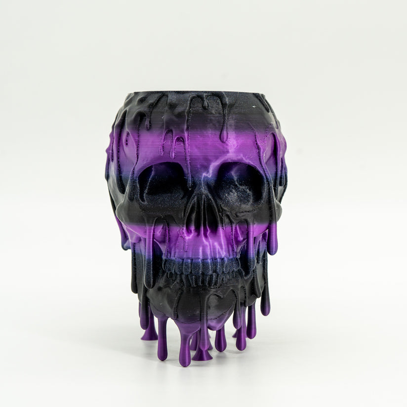 Melting Skull Planter in Black and Shiny Purple - Miyagi's Garden