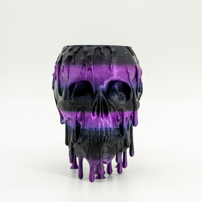 Melting Skull Planter in Black and Shiny Purple - Miyagi's Garden