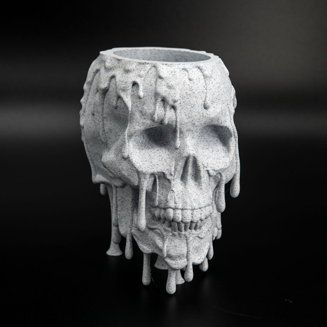 Melting Skull Planter in Oreo Marble - Miyagi's Garden
