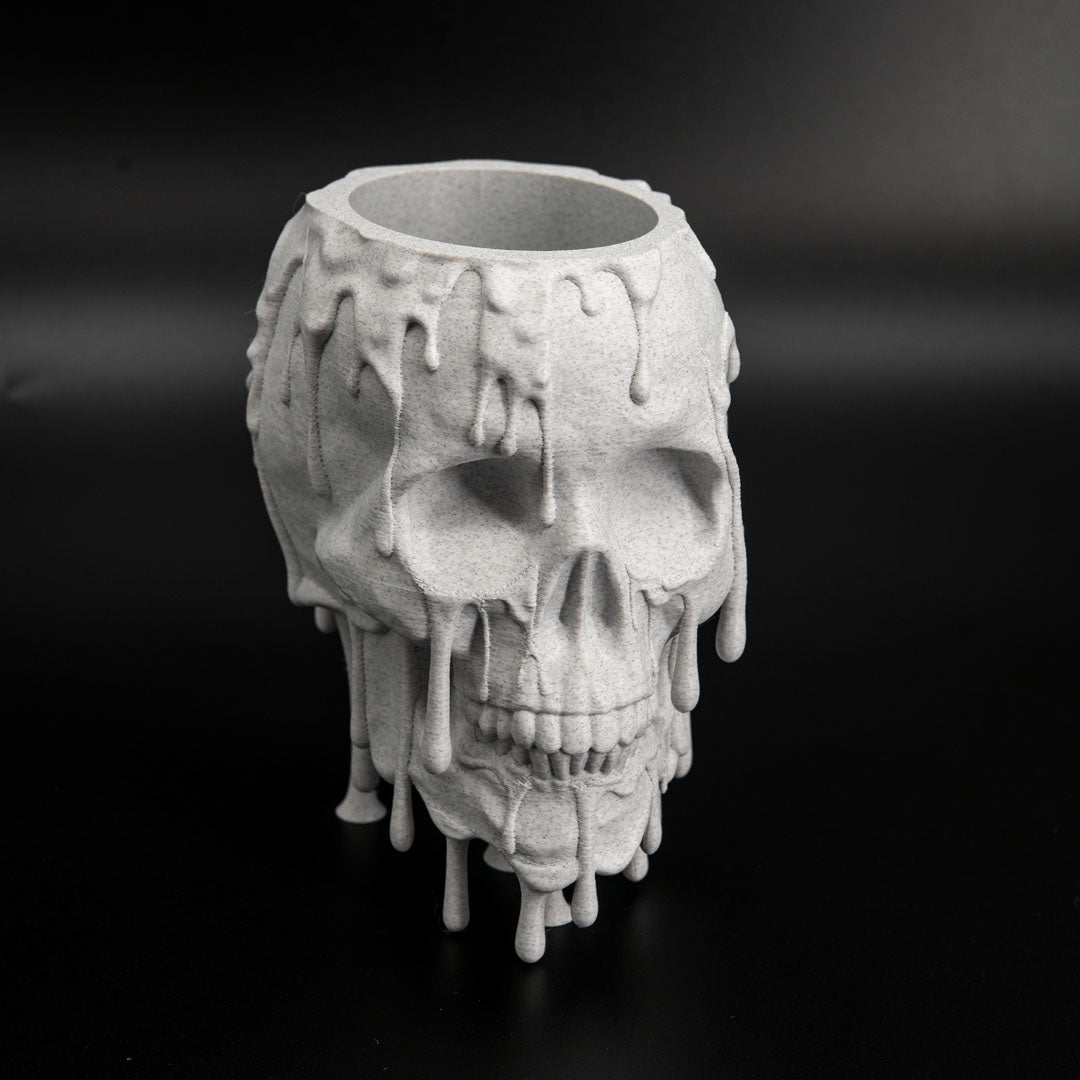 Melting Skull Planter in Shadow Storm Marble - Miyagi's Garden