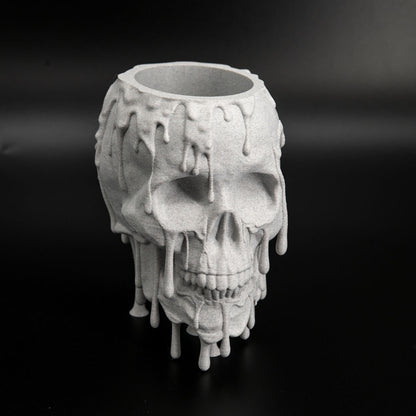 Melting Skull Planter in Shadow Storm Marble - Miyagi's Garden