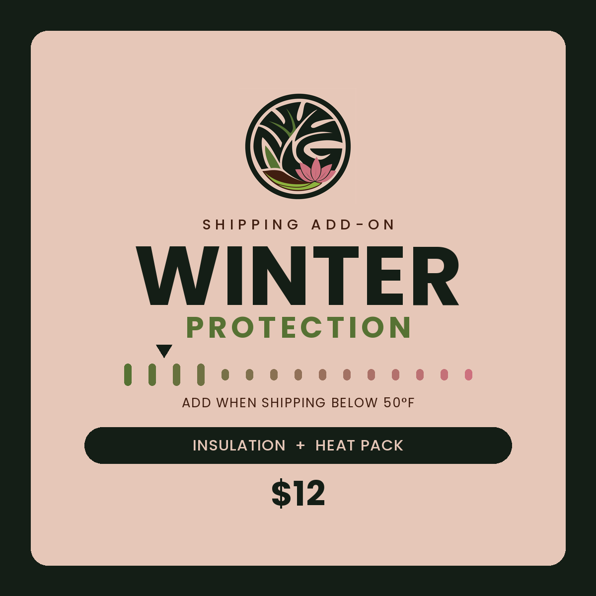 Miyagi's Garden winter plant shipping protection — insulation and heat pack add-on